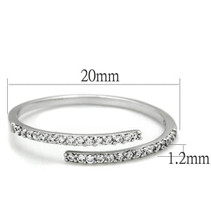 TS204 - Rhodium 925 Sterling Silver Ring with AAA Grade CZ  in Clear