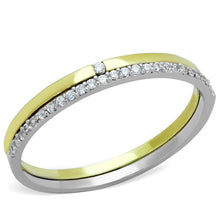 Load image into Gallery viewer, TS207 - Gold+Rhodium 925 Sterling Silver Ring with AAA Grade CZ  in Clear