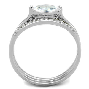 TS208 - Rhodium 925 Sterling Silver Ring with AAA Grade CZ  in Clear