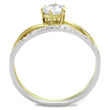 Load image into Gallery viewer, TS209 - Gold+Rhodium 925 Sterling Silver Ring with AAA Grade CZ  in Clear