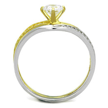 Load image into Gallery viewer, TS210 - Gold+Rhodium 925 Sterling Silver Ring with AAA Grade CZ  in Clear