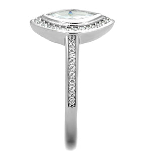 TS213 - Rhodium 925 Sterling Silver Ring with AAA Grade CZ  in Clear