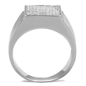 TS214 - Rhodium 925 Sterling Silver Ring with AAA Grade CZ  in Clear