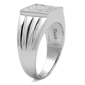 TS214 - Rhodium 925 Sterling Silver Ring with AAA Grade CZ  in Clear