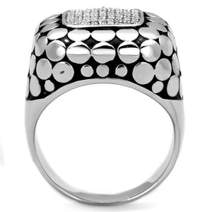 TS215 - Rhodium 925 Sterling Silver Ring with AAA Grade CZ  in Clear