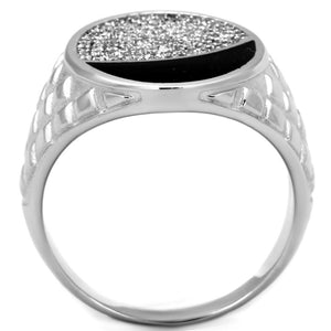 TS216 - Rhodium 925 Sterling Silver Ring with AAA Grade CZ  in Clear