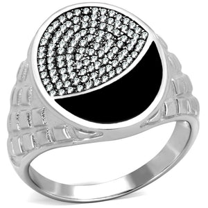 TS216 - Rhodium 925 Sterling Silver Ring with AAA Grade CZ  in Clear