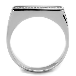 TS217 - Rhodium 925 Sterling Silver Ring with AAA Grade CZ  in Clear
