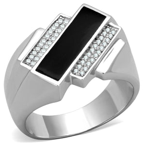 TS218 - Rhodium 925 Sterling Silver Ring with AAA Grade CZ  in Clear