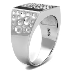 TS219 - Rhodium 925 Sterling Silver Ring with AAA Grade CZ  in Clear