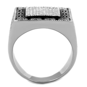 TS221 - Rhodium 925 Sterling Silver Ring with AAA Grade CZ  in Clear