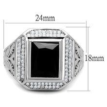 Load image into Gallery viewer, TS224 - Rhodium 925 Sterling Silver Ring with AAA Grade CZ  in Black Diamond