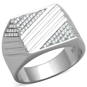 TS230 - Rhodium 925 Sterling Silver Ring with AAA Grade CZ  in Clear