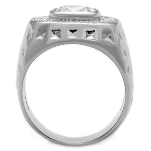 TS231 - Rhodium 925 Sterling Silver Ring with AAA Grade CZ  in Clear