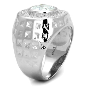 TS231 - Rhodium 925 Sterling Silver Ring with AAA Grade CZ  in Clear