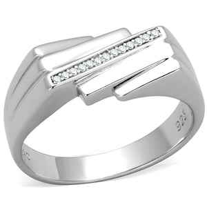 TS232 - Rhodium 925 Sterling Silver Ring with AAA Grade CZ  in Clear