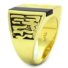 Load image into Gallery viewer, TS236 - Gold 925 Sterling Silver Ring with Semi-Precious Onyx in Jet