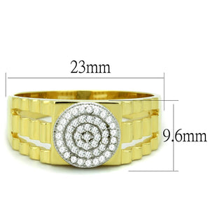 TS237 - Gold+Rhodium 925 Sterling Silver Ring with AAA Grade CZ  in Clear