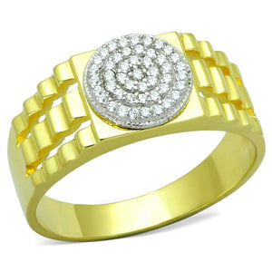 TS237 - Gold+Rhodium 925 Sterling Silver Ring with AAA Grade CZ  in Clear