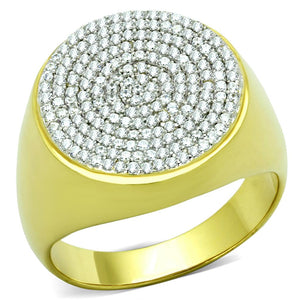 TS238 - Gold+Rhodium 925 Sterling Silver Ring with AAA Grade CZ  in Clear