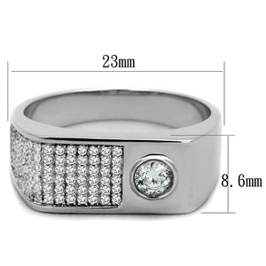 TS239 - Rhodium 925 Sterling Silver Ring with AAA Grade CZ  in Clear