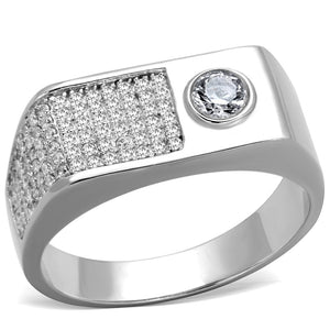 TS239 - Rhodium 925 Sterling Silver Ring with AAA Grade CZ  in Clear