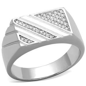 TS240 - Rhodium 925 Sterling Silver Ring with AAA Grade CZ  in Clear