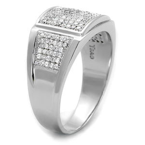 TS241 - Rhodium 925 Sterling Silver Ring with AAA Grade CZ  in Clear