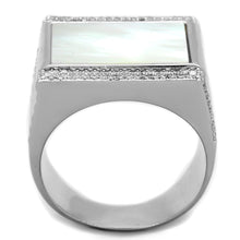Load image into Gallery viewer, TS243 - Rhodium 925 Sterling Silver Ring with Precious Stone Conch in White