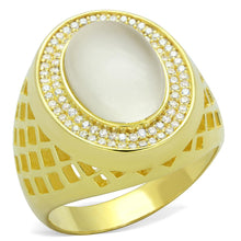 Load image into Gallery viewer, TS244 - Gold 925 Sterling Silver Ring with Synthetic Cat Eye in White