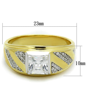 TS247 - Gold+Rhodium 925 Sterling Silver Ring with AAA Grade CZ  in Clear