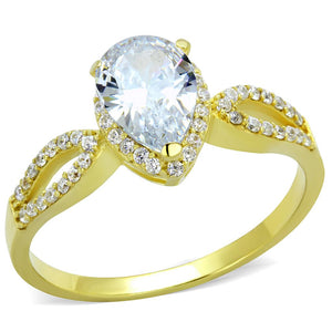TS248 - Gold 925 Sterling Silver Ring with AAA Grade CZ  in Clear