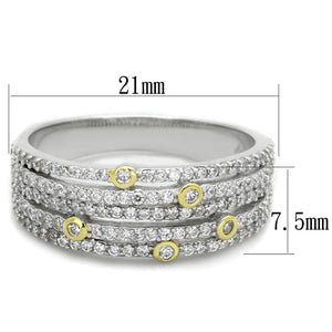 TS251 - Reverse Two-Tone 925 Sterling Silver Ring with AAA Grade CZ  in Clear