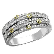 Load image into Gallery viewer, TS251 - Reverse Two-Tone 925 Sterling Silver Ring with AAA Grade CZ  in Clear