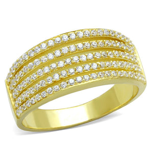 TS254 - Gold 925 Sterling Silver Ring with AAA Grade CZ  in Clear