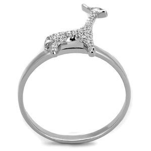 TS255 - Rhodium 925 Sterling Silver Ring with AAA Grade CZ  in Clear