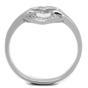TS256 - Rhodium 925 Sterling Silver Ring with AAA Grade CZ  in Clear