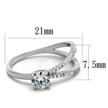 Load image into Gallery viewer, TS261 - Rhodium 925 Sterling Silver Ring with AAA Grade CZ  in Clear