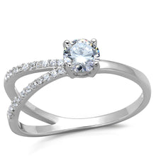 Load image into Gallery viewer, TS261 - Rhodium 925 Sterling Silver Ring with AAA Grade CZ  in Clear