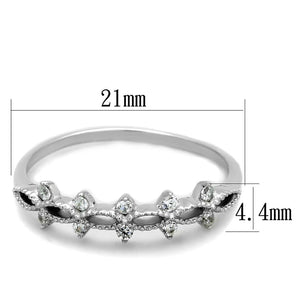 TS262 - Rhodium 925 Sterling Silver Ring with AAA Grade CZ  in Clear