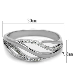 TS268 - Rhodium 925 Sterling Silver Ring with AAA Grade CZ  in Clear