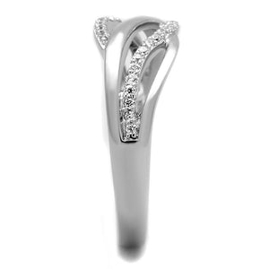 TS268 - Rhodium 925 Sterling Silver Ring with AAA Grade CZ  in Clear