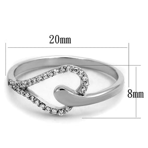 TS269 - Rhodium 925 Sterling Silver Ring with AAA Grade CZ  in Clear