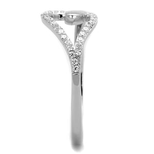 TS269 - Rhodium 925 Sterling Silver Ring with AAA Grade CZ  in Clear