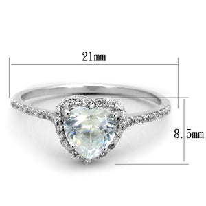 TS270 - Rhodium 925 Sterling Silver Ring with AAA Grade CZ  in Clear