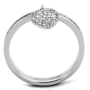 TS275 - Rhodium 925 Sterling Silver Ring with AAA Grade CZ  in Clear