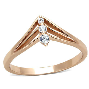 TS283 - Rose Gold 925 Sterling Silver Ring with AAA Grade CZ  in Clear