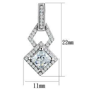 TS291 - Rhodium 925 Sterling Silver Earrings with AAA Grade CZ  in Clear