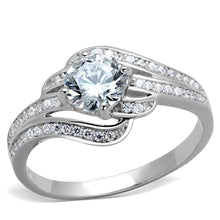 Load image into Gallery viewer, TS303 - Rhodium 925 Sterling Silver Ring with AAA Grade CZ  in Clear