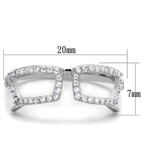 TS306 - Rhodium 925 Sterling Silver Ring with AAA Grade CZ  in Clear